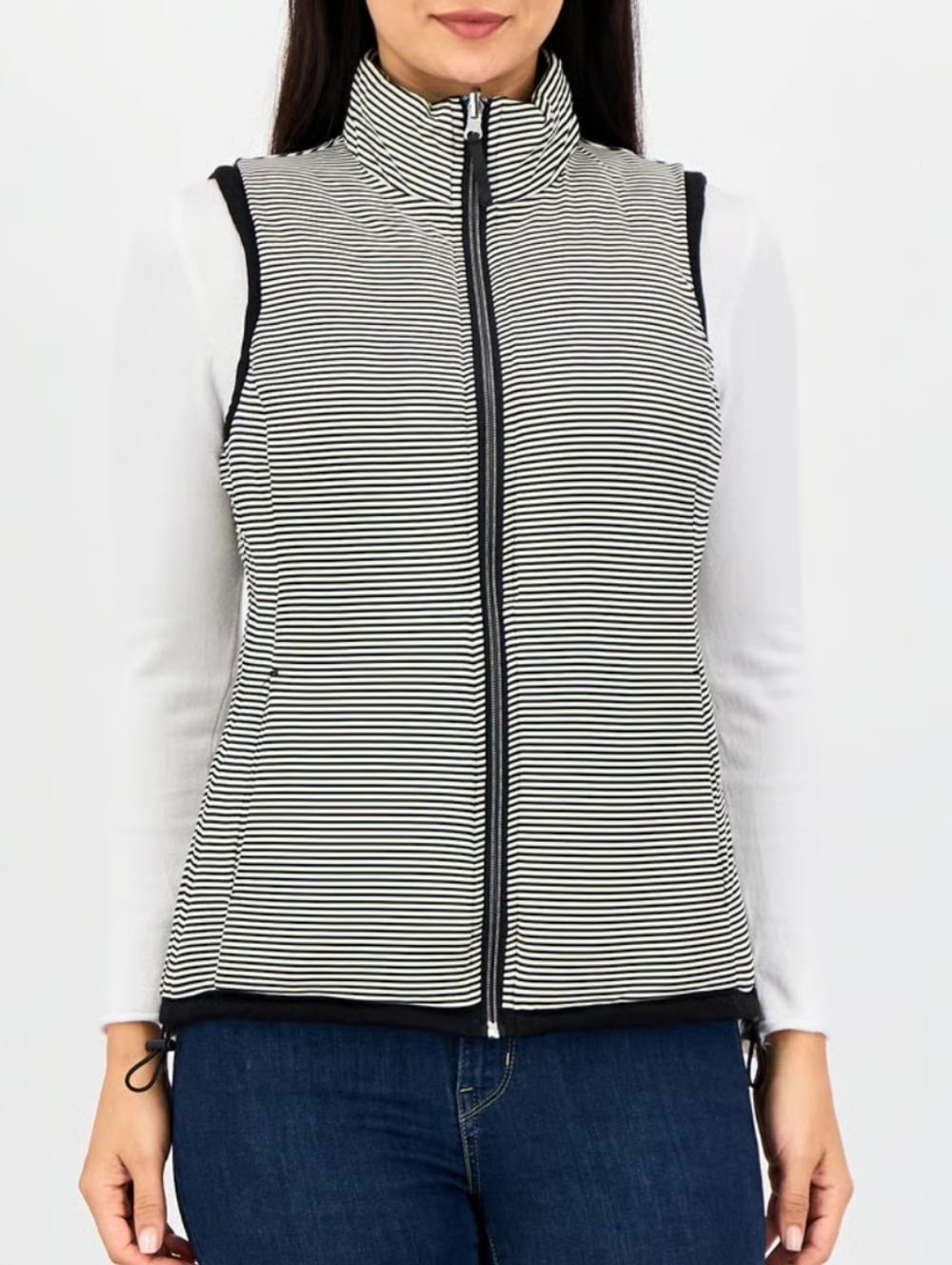 Marc New York Black Striped Sleeveless Zip Vest MNY Performance 2X Reversible